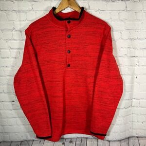 Obermeyer Mens Red Heather Fleece Snap Mock Neck Pullover Sweater 27006 Medium
